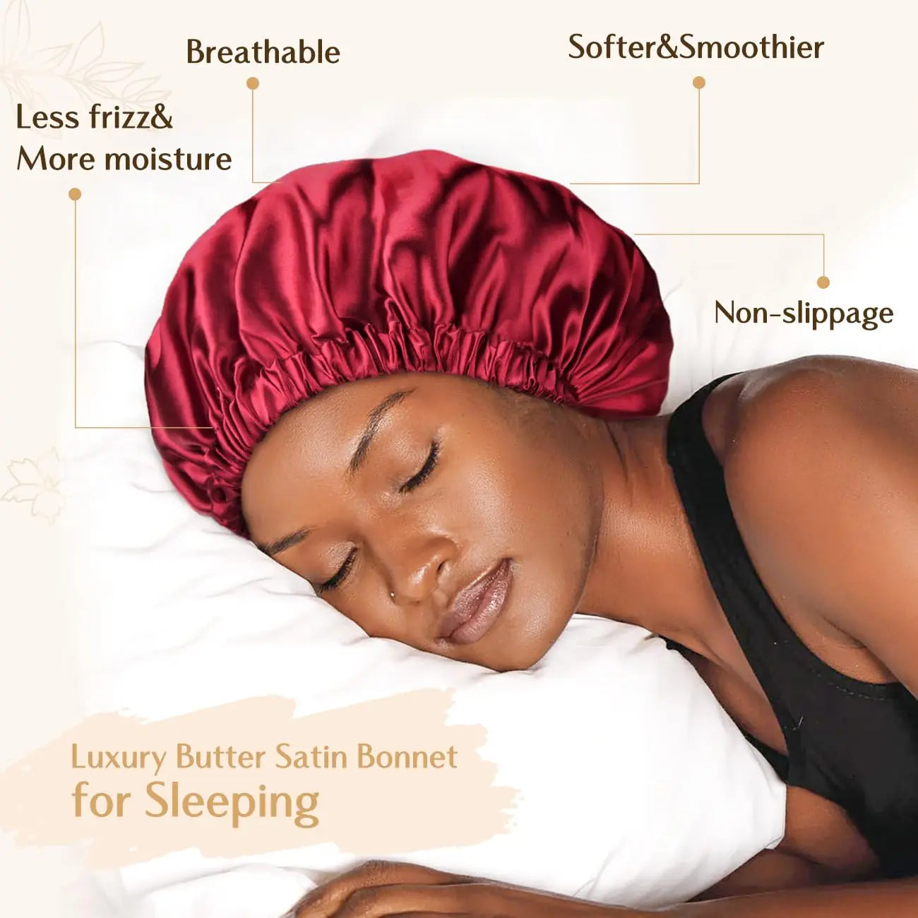 Elastic Double Layer Butter Satin Bonnet YANIBEST