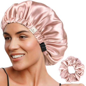 Butter Satin Bonnet Adjustable Elastic - Blush Pink