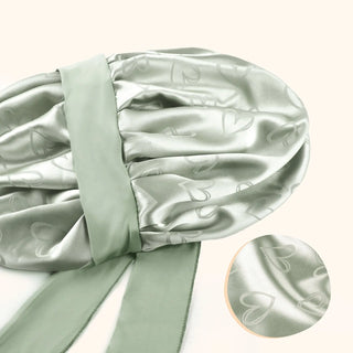 Jaquard Satin Bonnets | Green Heart YANIBEST