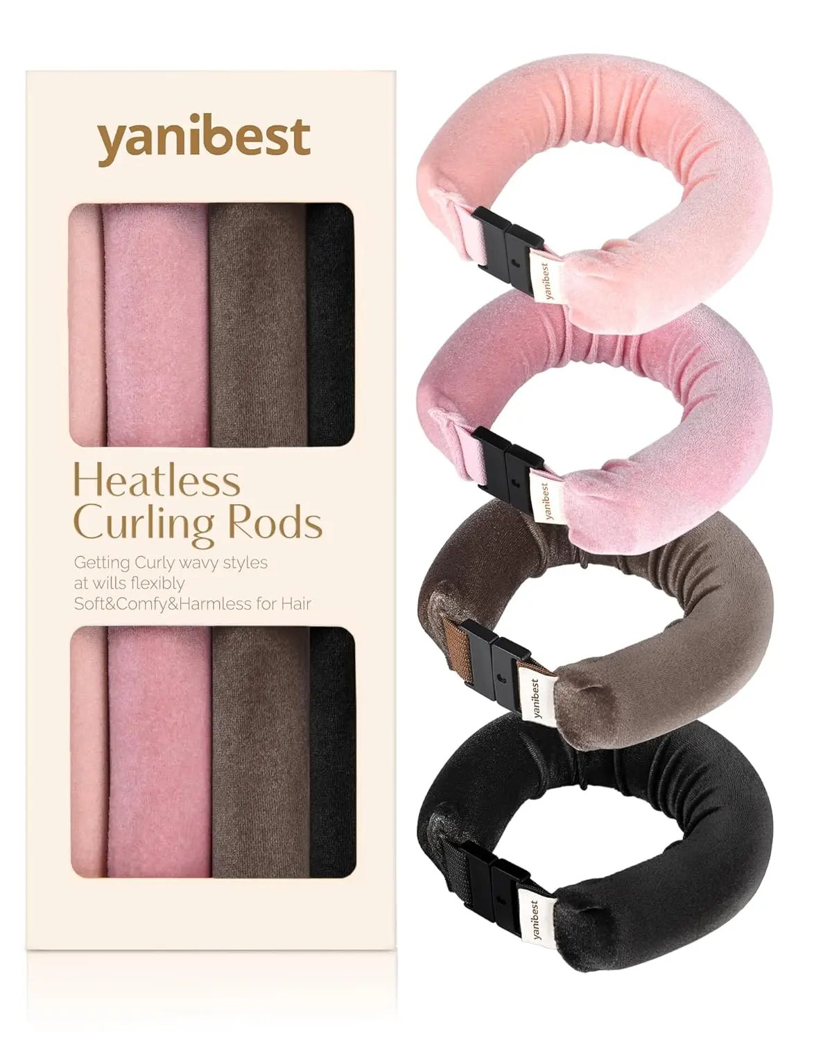 Jumbo Velvet Heatless Flexi Hair Rollers 4 in 1 Set - Colorful YANIBEST