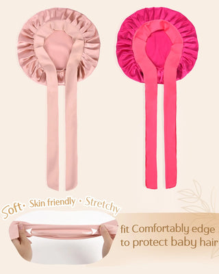 Kids Satin Bonnet| Baby Pink+Hot Pink YANIBEST