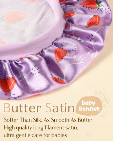 Toddler Tie Band Silk Butter Satin Bonnet | Strawberry