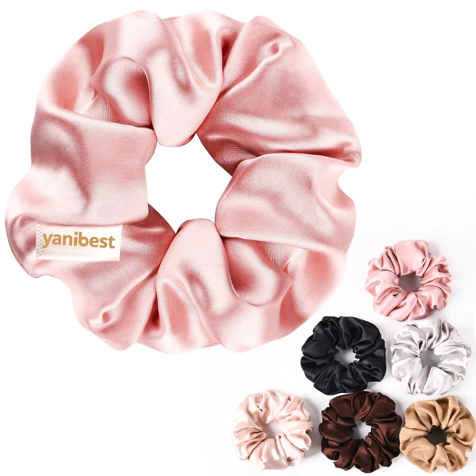 Large  Satin Hair Scrunchies Colorful Set - YANIBEST