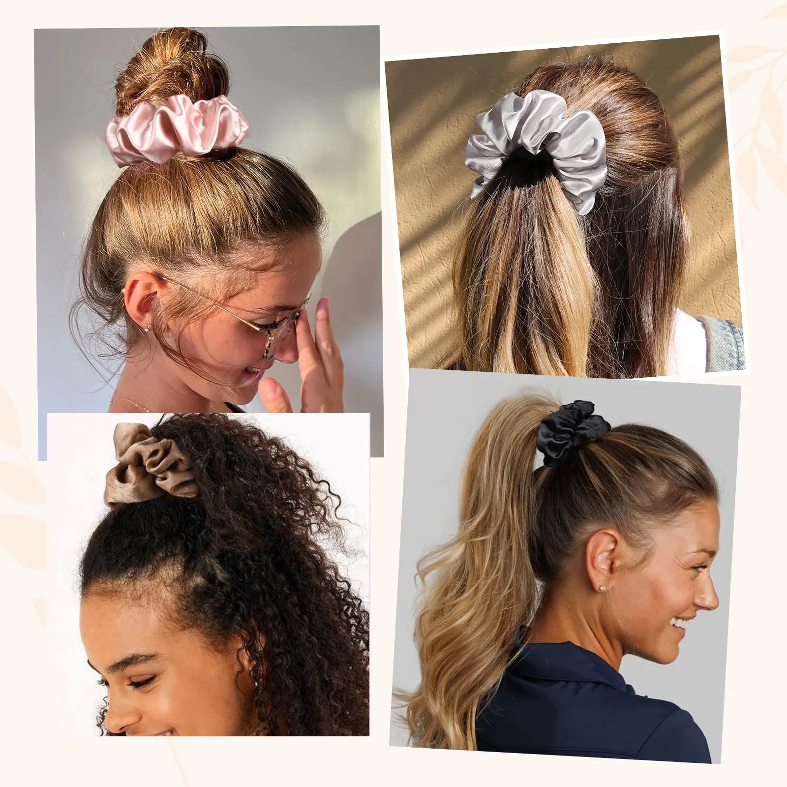 Large  Satin Hair Scrunchies Colorful Set - YANIBEST