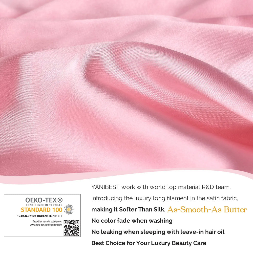 Long Tail Satin Bonnet wiht Tie Band|  Millennium Pink - YANIBEST