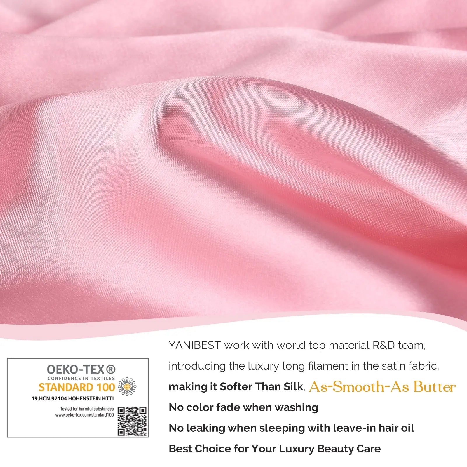 Long Tail Satin Bonnet wiht Tie Band|  Millennium Pink - YANIBEST