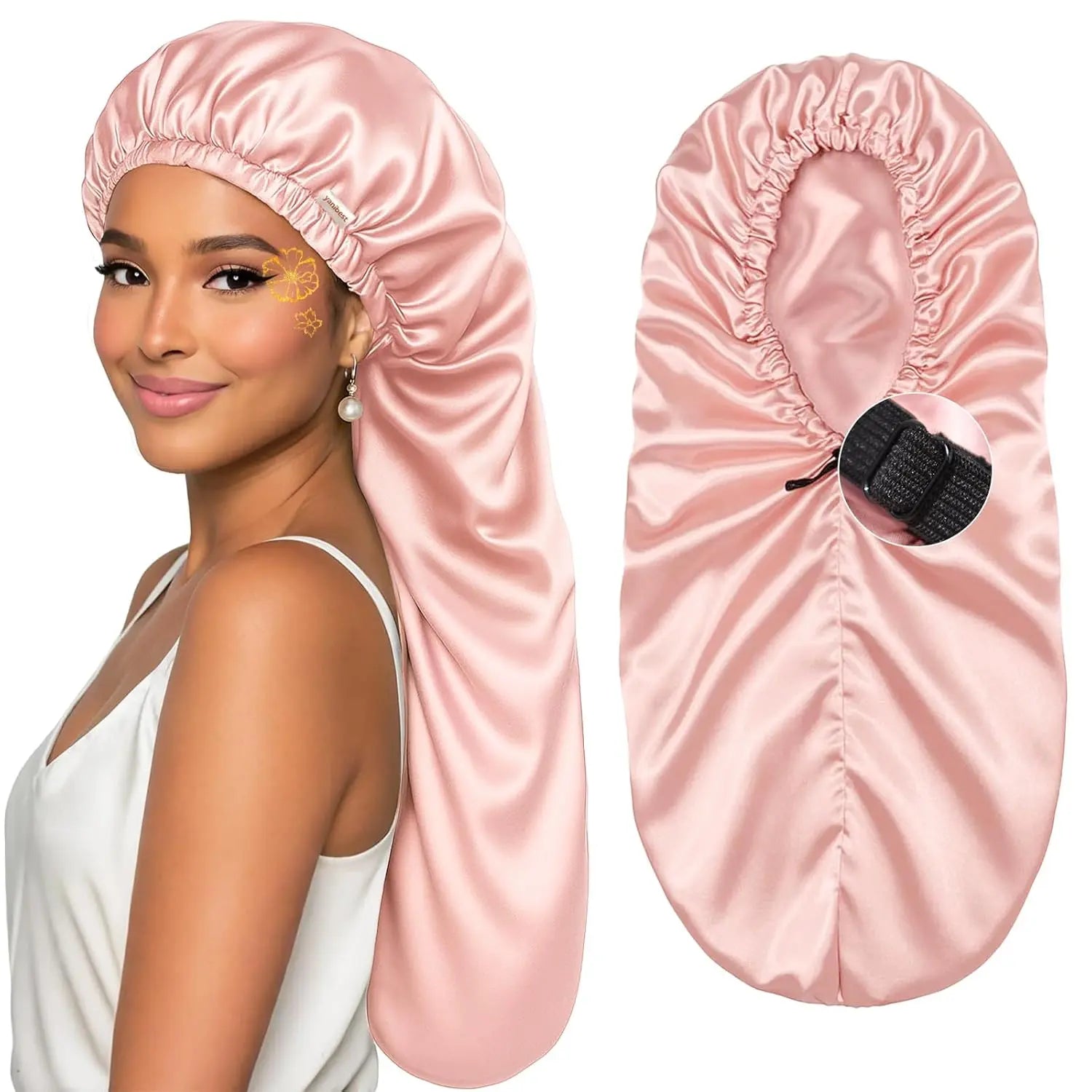 Long Tail Satin Bonnet| Millennial Pink YANIBEST