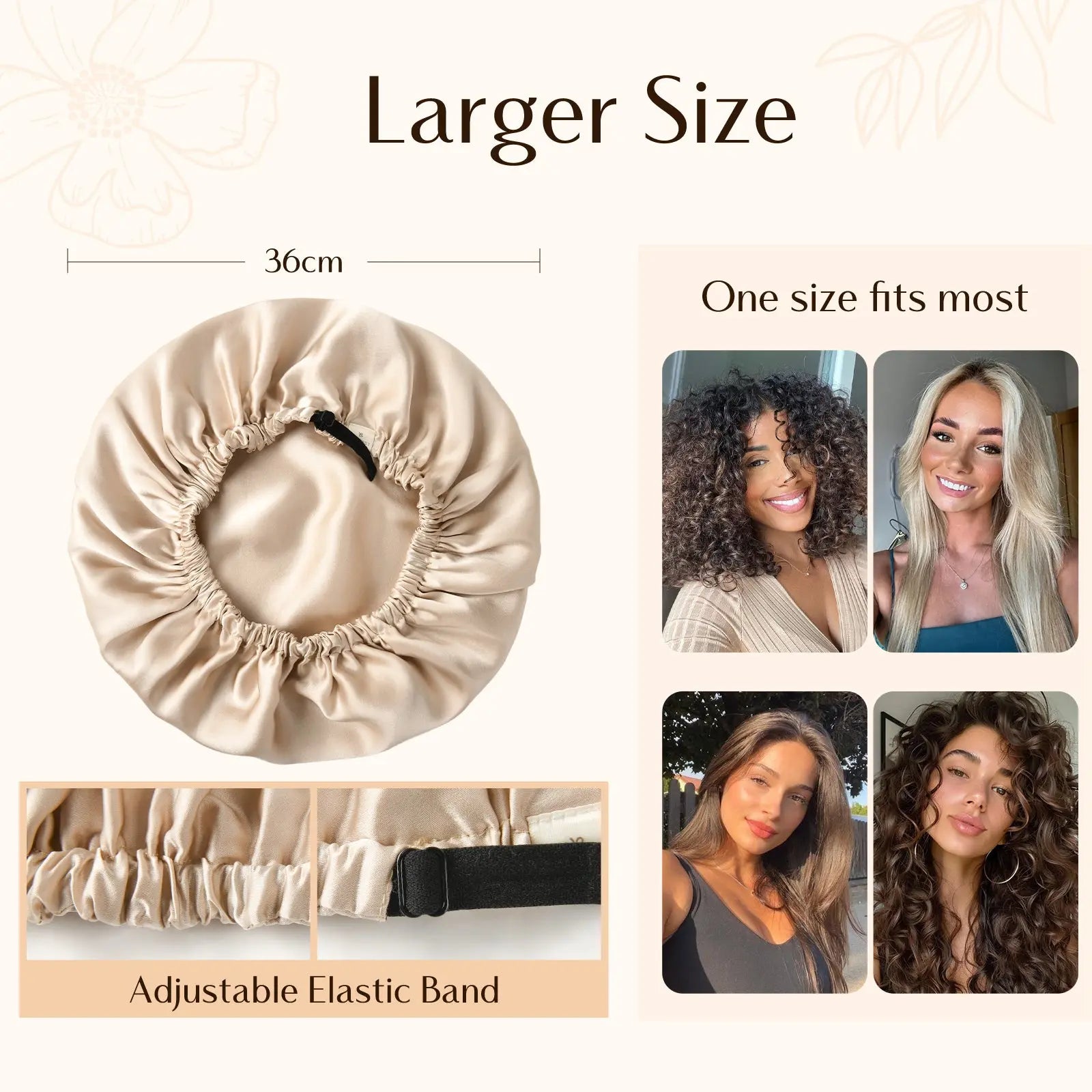 Mulberry Silk Bonnet Adjustable Elastic YANIBEST