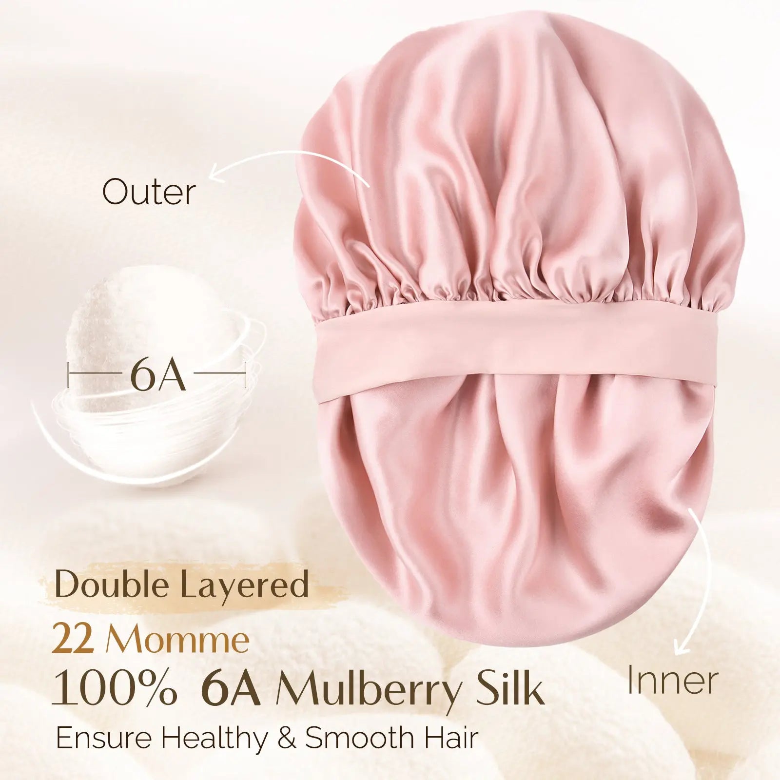 Mulberry Silk Bonnet with Tie Band YANIBEST