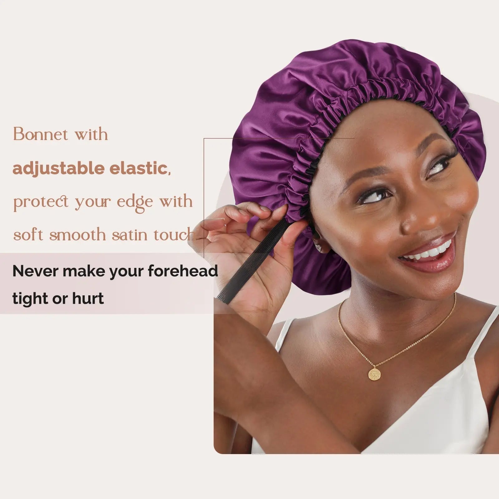Reversible Satin Bonnet with Scrunchie| Amethyst Purple YANIBEST