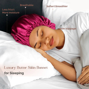 Silk Butter Satin Bonnet Adjustable Elastic - Hot Pink