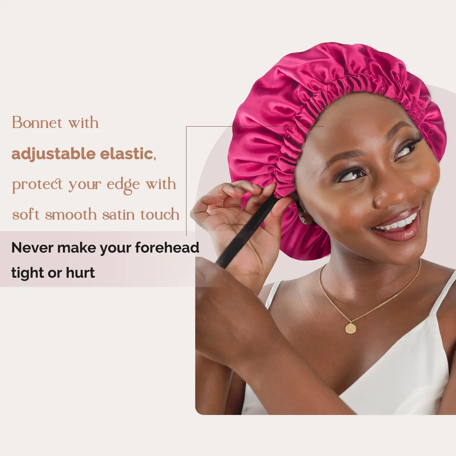 Reversible Satin Bonnet with Scrunchie| Barbie Pink YANIBEST