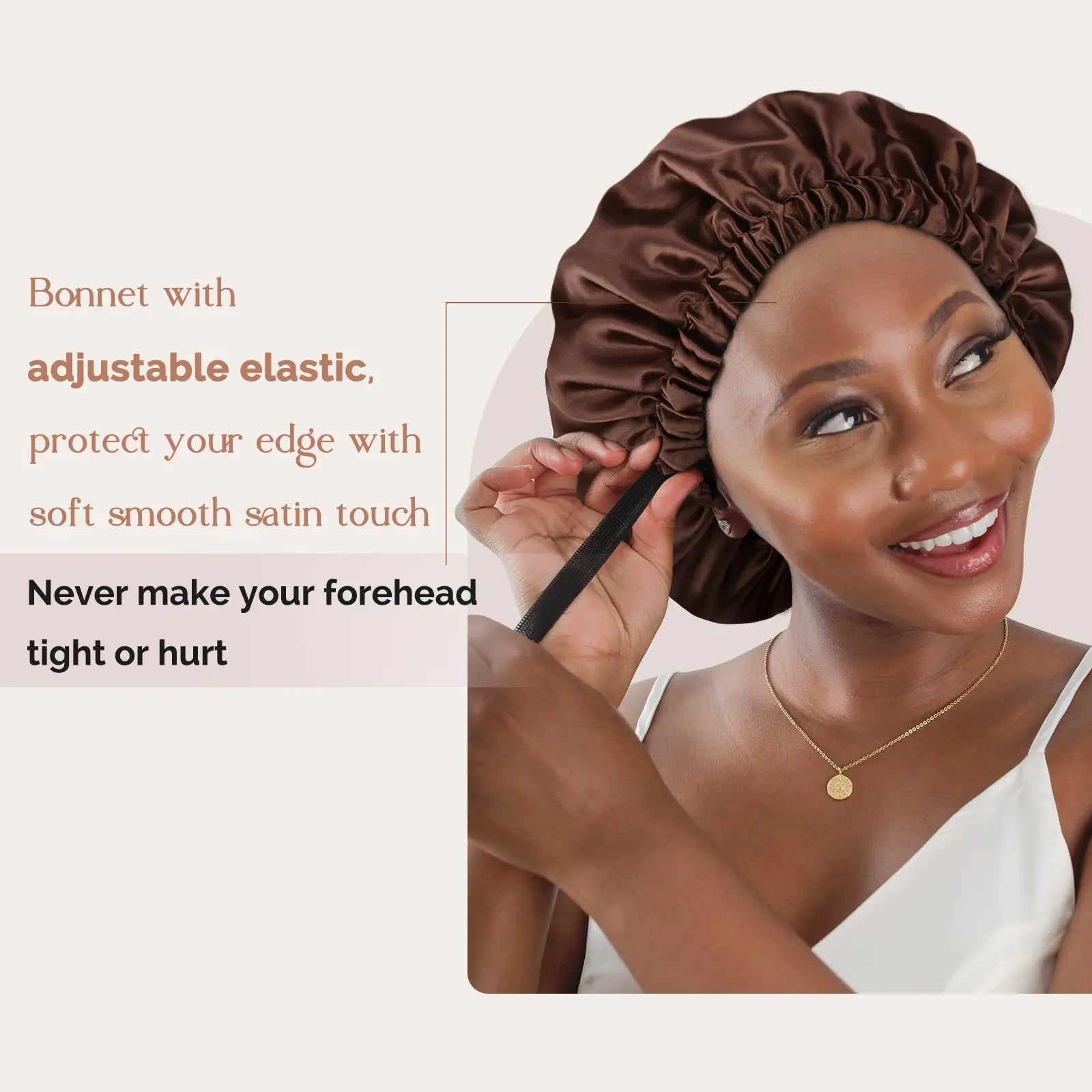 Reversible Satin Bonnet with Scrunchie| Brown&Golden YANIBEST