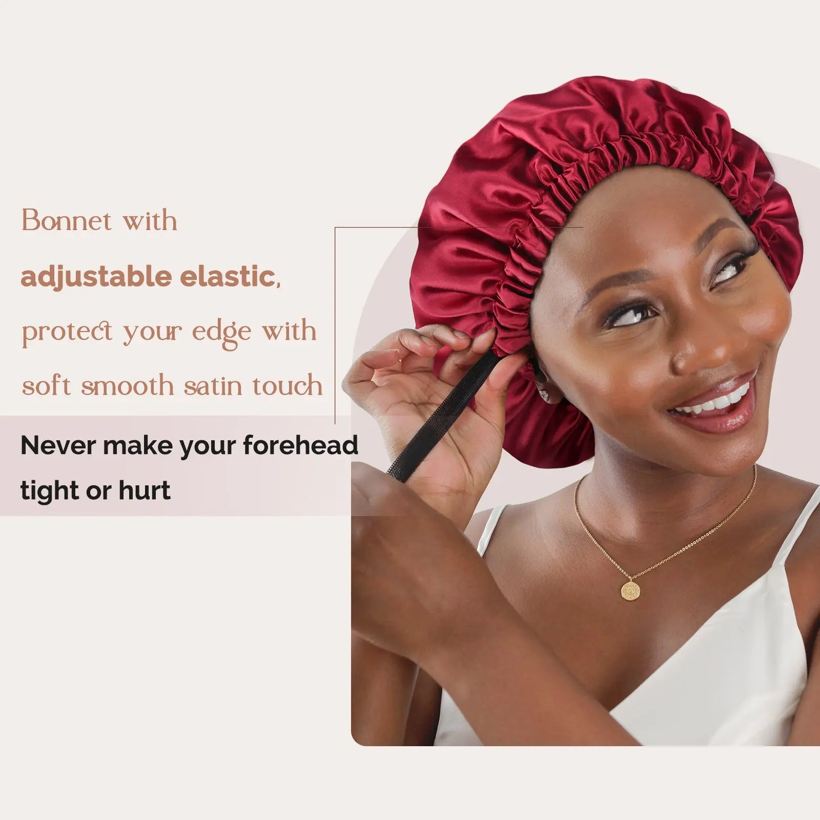 Reversible Satin Bonnet with Scrunchie| Burgundy Red YANIBEST