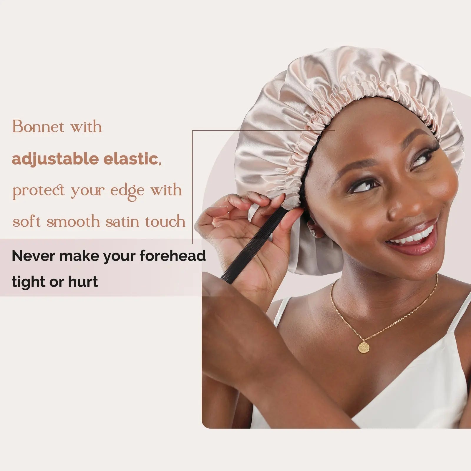 Reversible Satin Bonnet with Scrunchie| Champagne YANIBEST