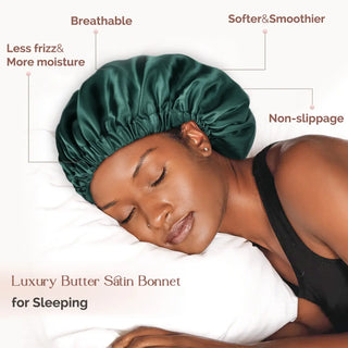 Reversible Satin Bonnet with Scrunchie| Hunter Green YANIBEST