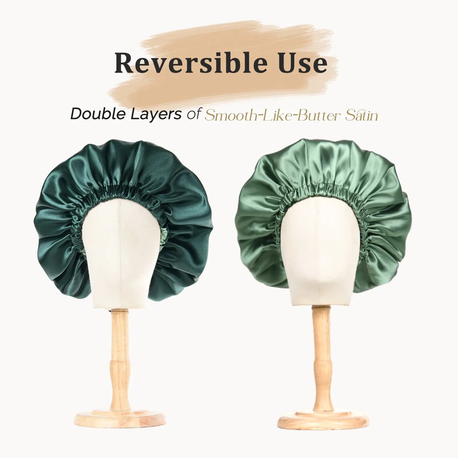 Reversible Satin Bonnet with Scrunchie| Hunter Green YANIBEST