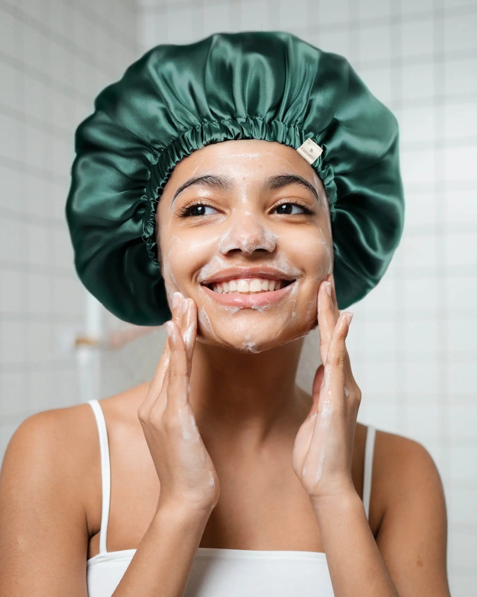 Reversible Satin Bonnet with Scrunchie| Hunter Green YANIBEST