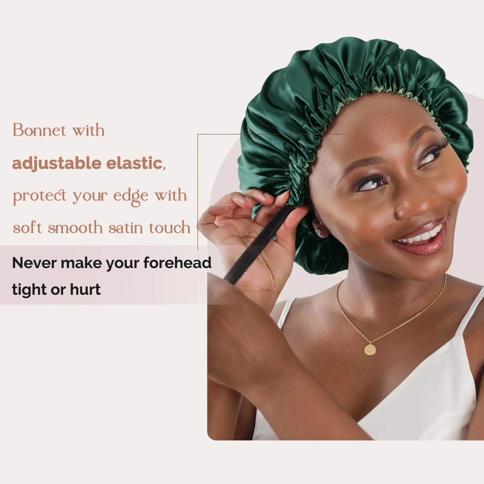 Reversible Satin Bonnet with Scrunchie| Hunter Green YANIBEST