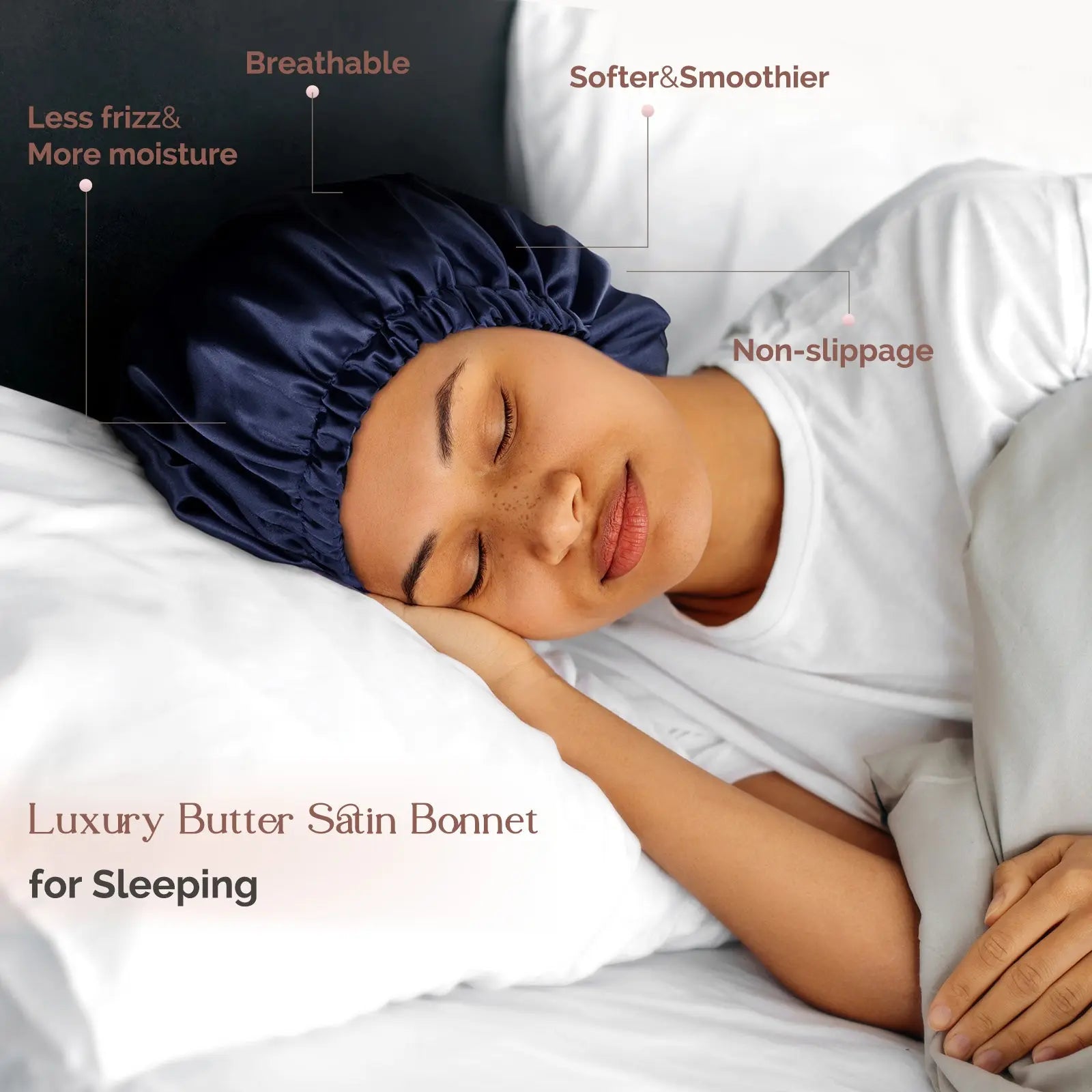 Reversible Satin Bonnet with Scrunchie| Midnight Blue YANIBEST