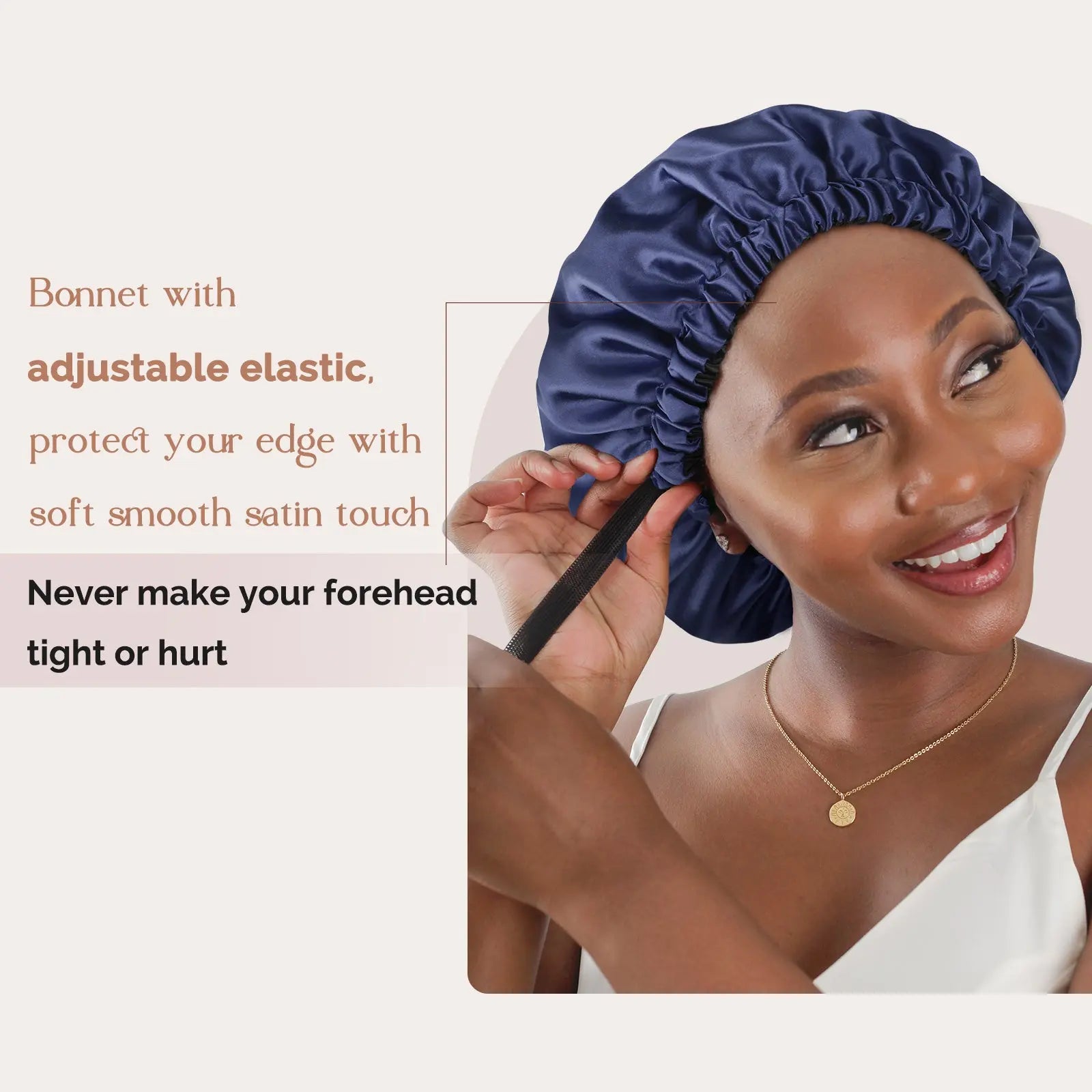 Reversible Satin Bonnet with Scrunchie| Midnight Blue YANIBEST