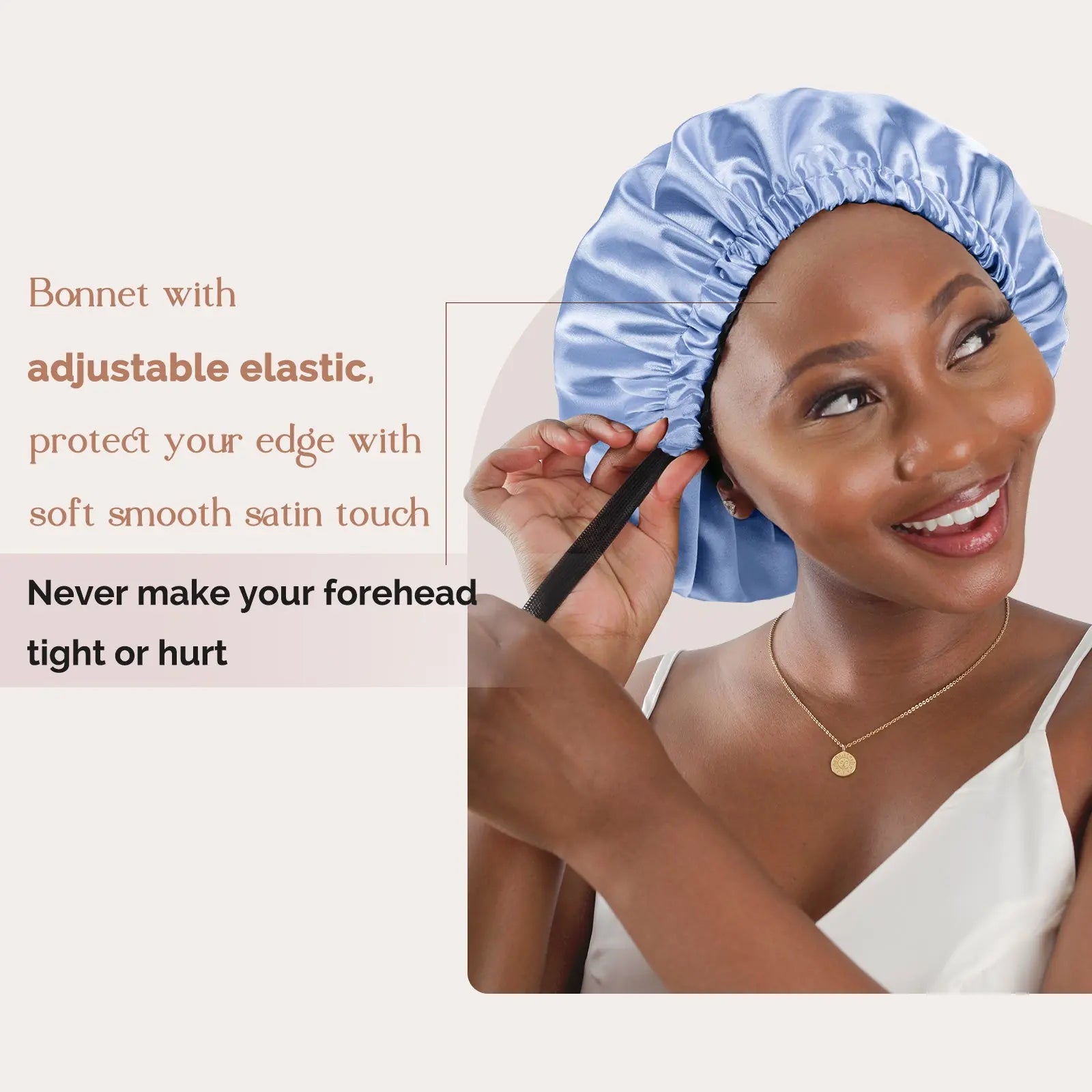 Reversible Satin Bonnet with Scrunchie| Sky Blue YANIBEST