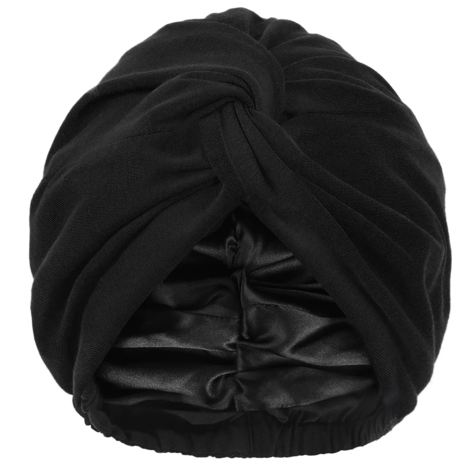 Satin Lined Knotted Turban| Black - YANIBEST