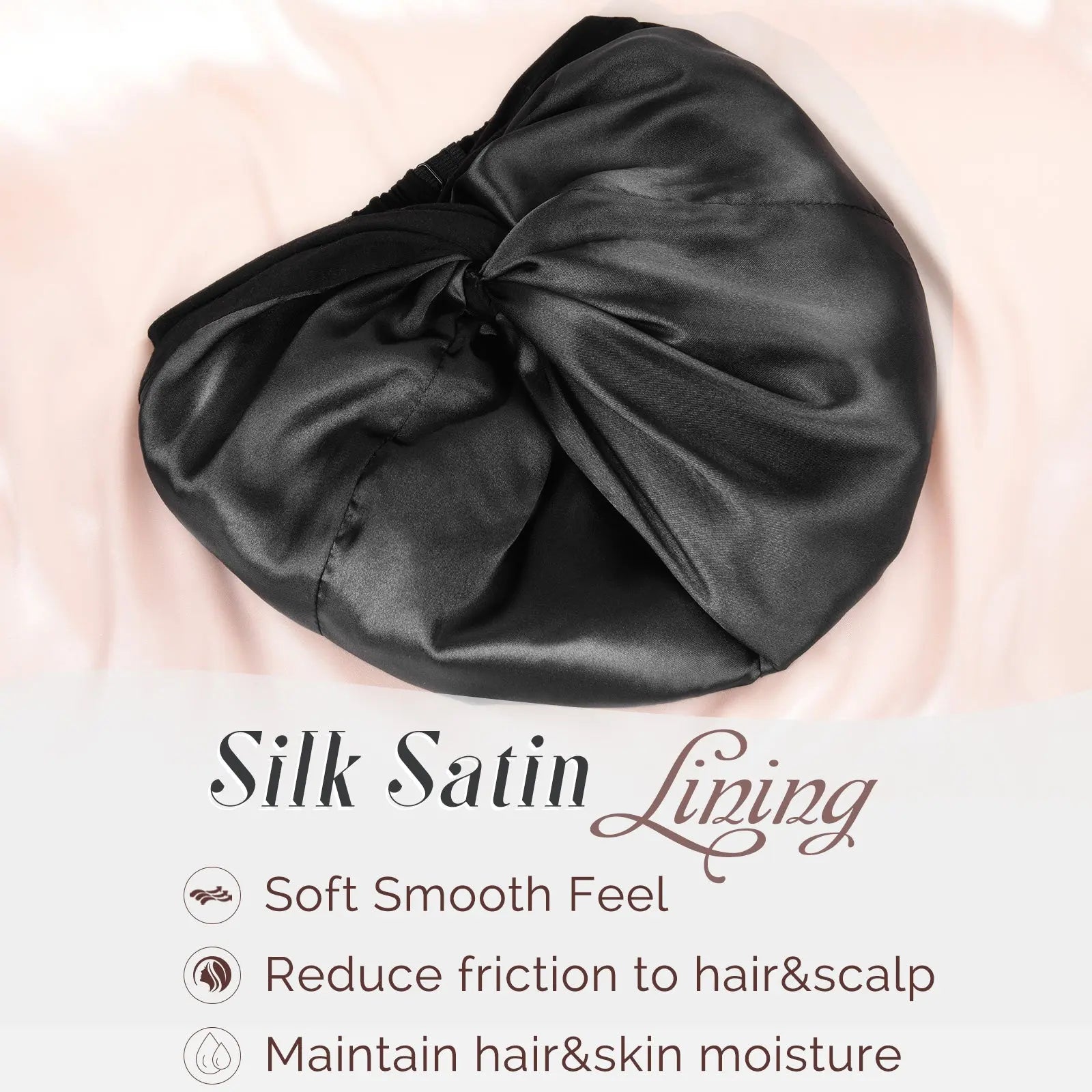 Satin Lined Knotted Turban| Black - YANIBEST