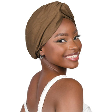 Satin Lined Knotted Turban | Coffee Brown