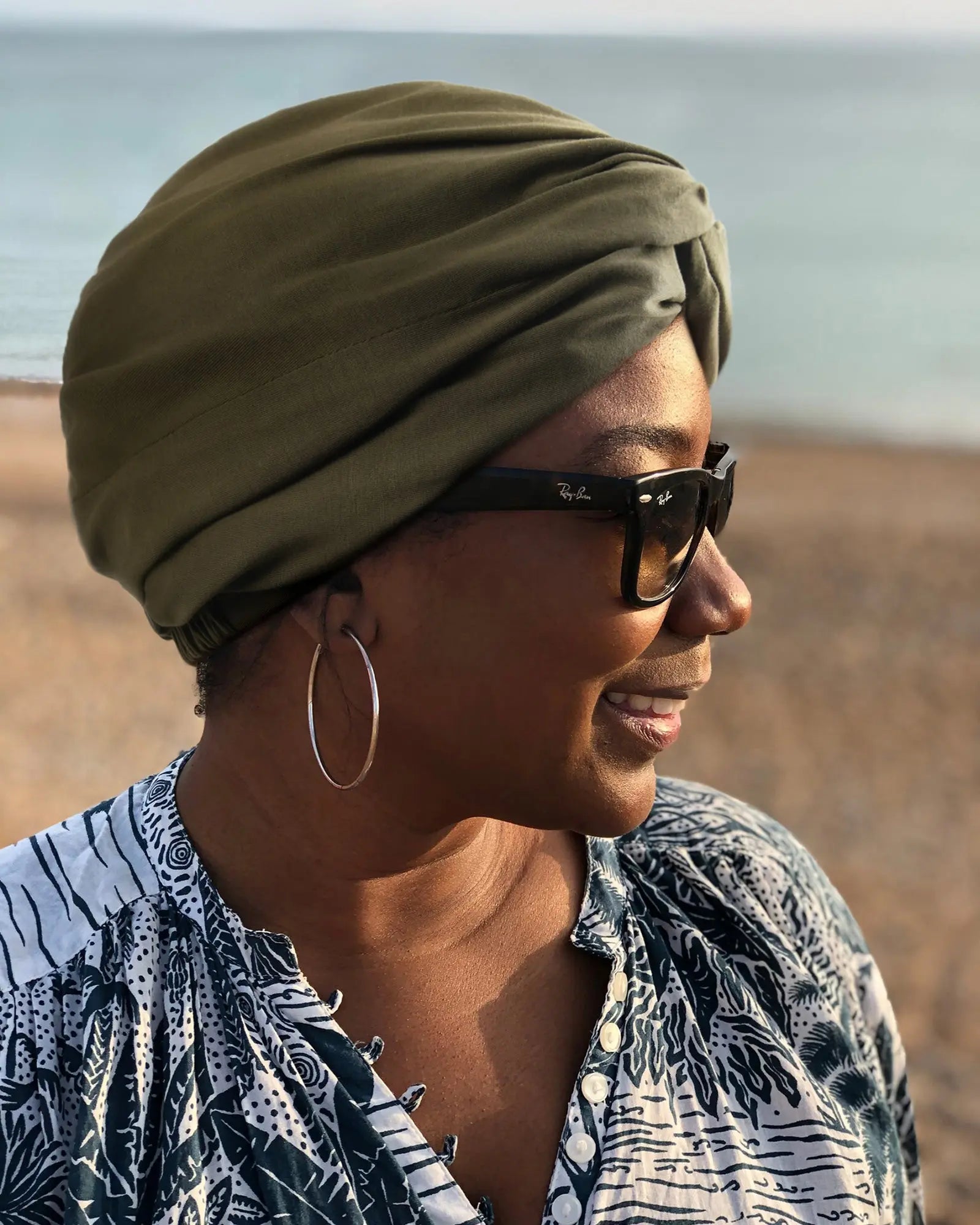 Satin Lined Knotted Turban| Olive Green - YANIBEST