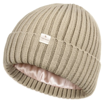 Butter Satin Lined Knit Skull Beanie - Ash Grey