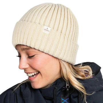 Butter Satin Lined Knit Skull Beanie - Beige