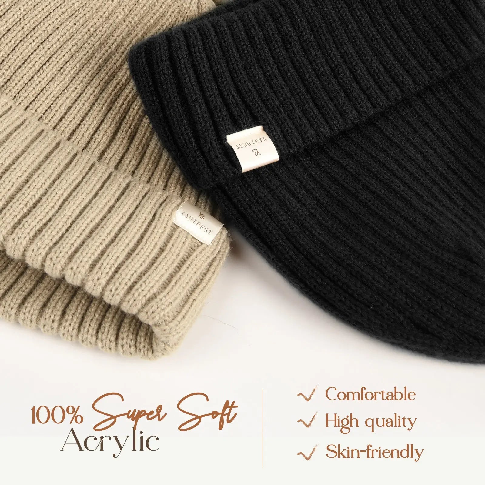 Satin Lined Winter Beanie Hat| Black - YANIBEST