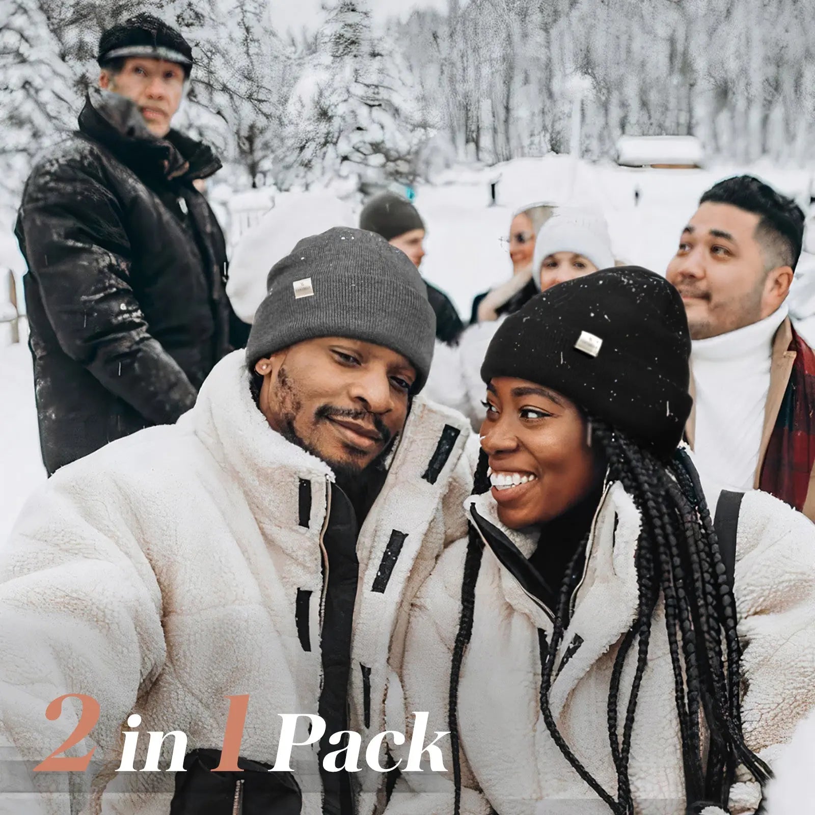 Satin Lined Winter Beanie Hat| Black，Gray - YANIBEST