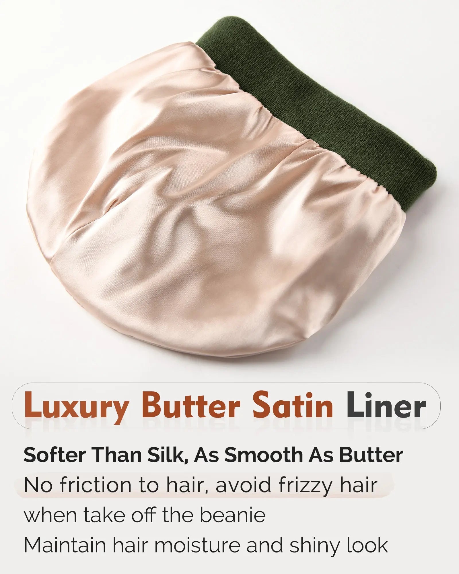 Satin Lined Winter Beanie Hat| Black，Green - YANIBEST