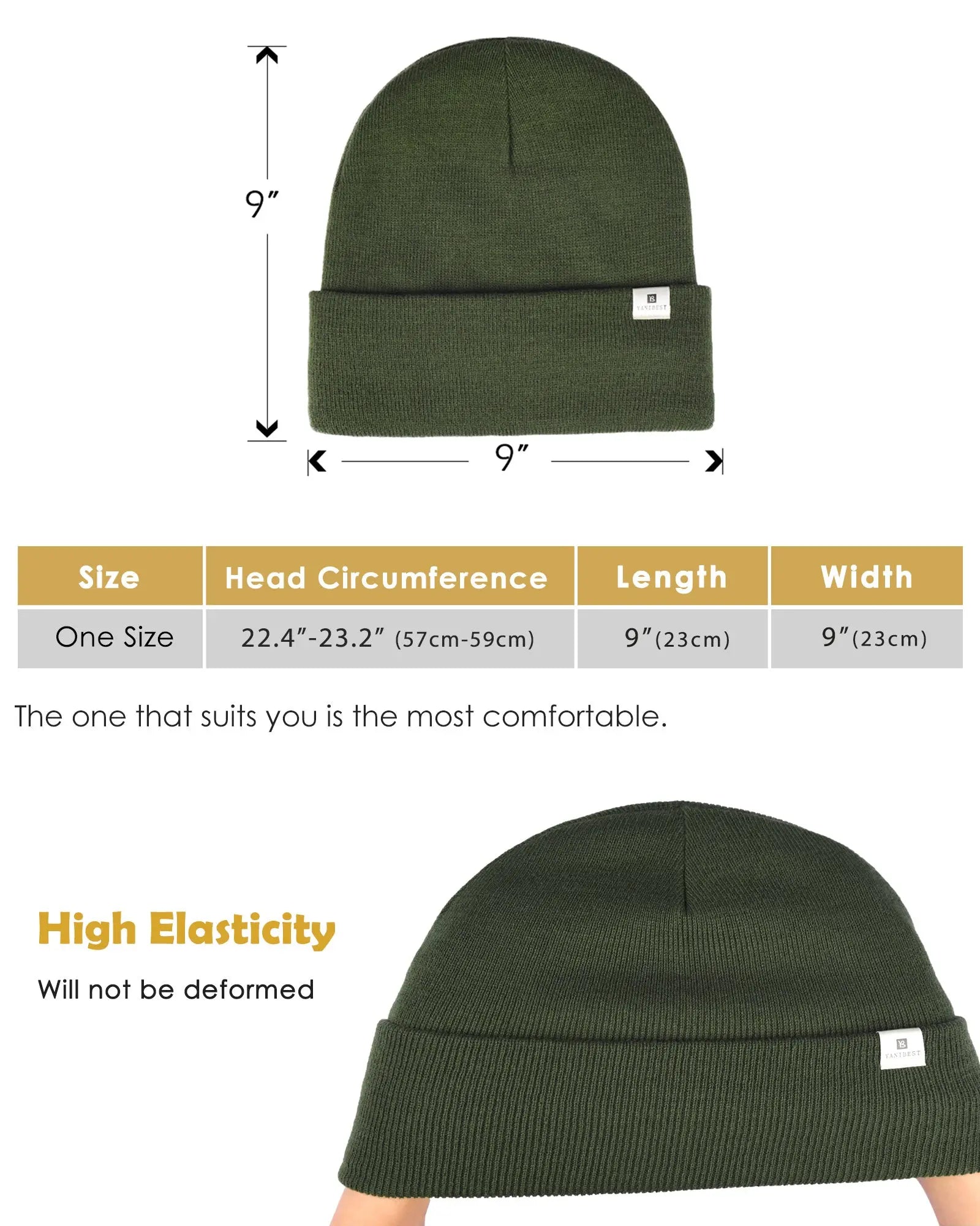 Satin Lined Winter Beanie Hat| Black，Green - YANIBEST
