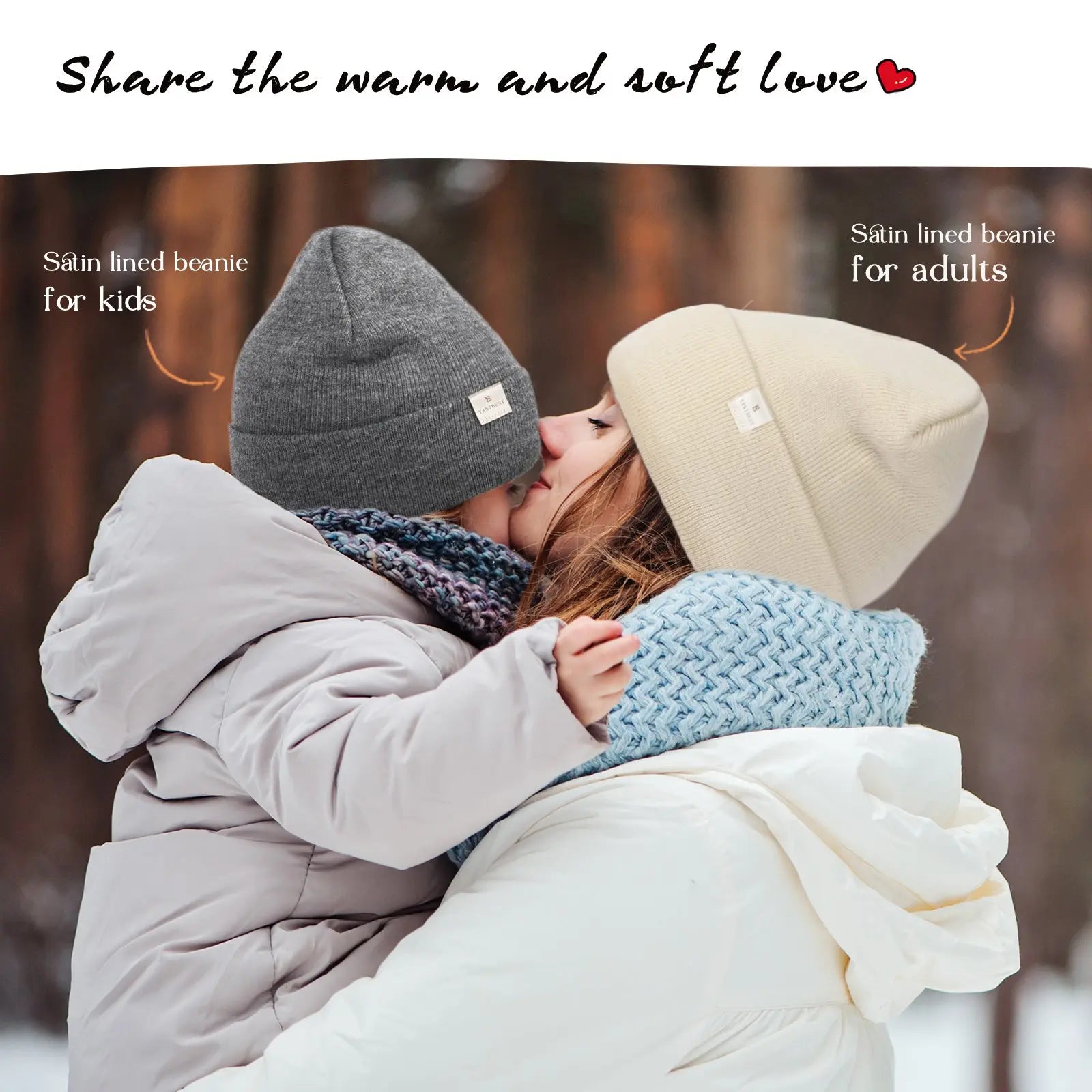 Satin Lined Winter Beanie Hat| Black，Orange Brown - YANIBEST