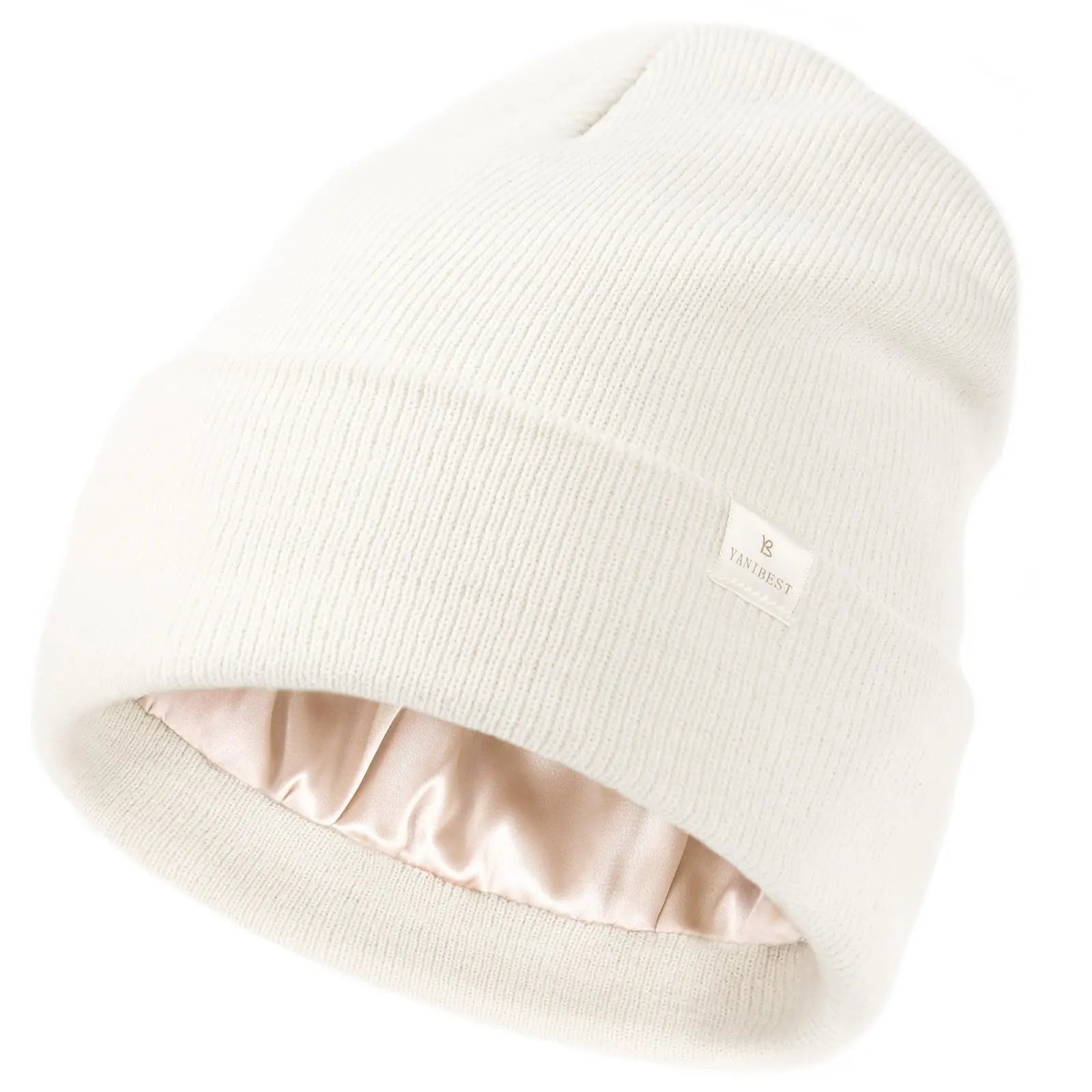 Satin Lined Winter Beanie Hat| Cream White YANIBEST