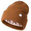 Satin Lined Winter Beanie Hat| Dark Orange - YANIBEST