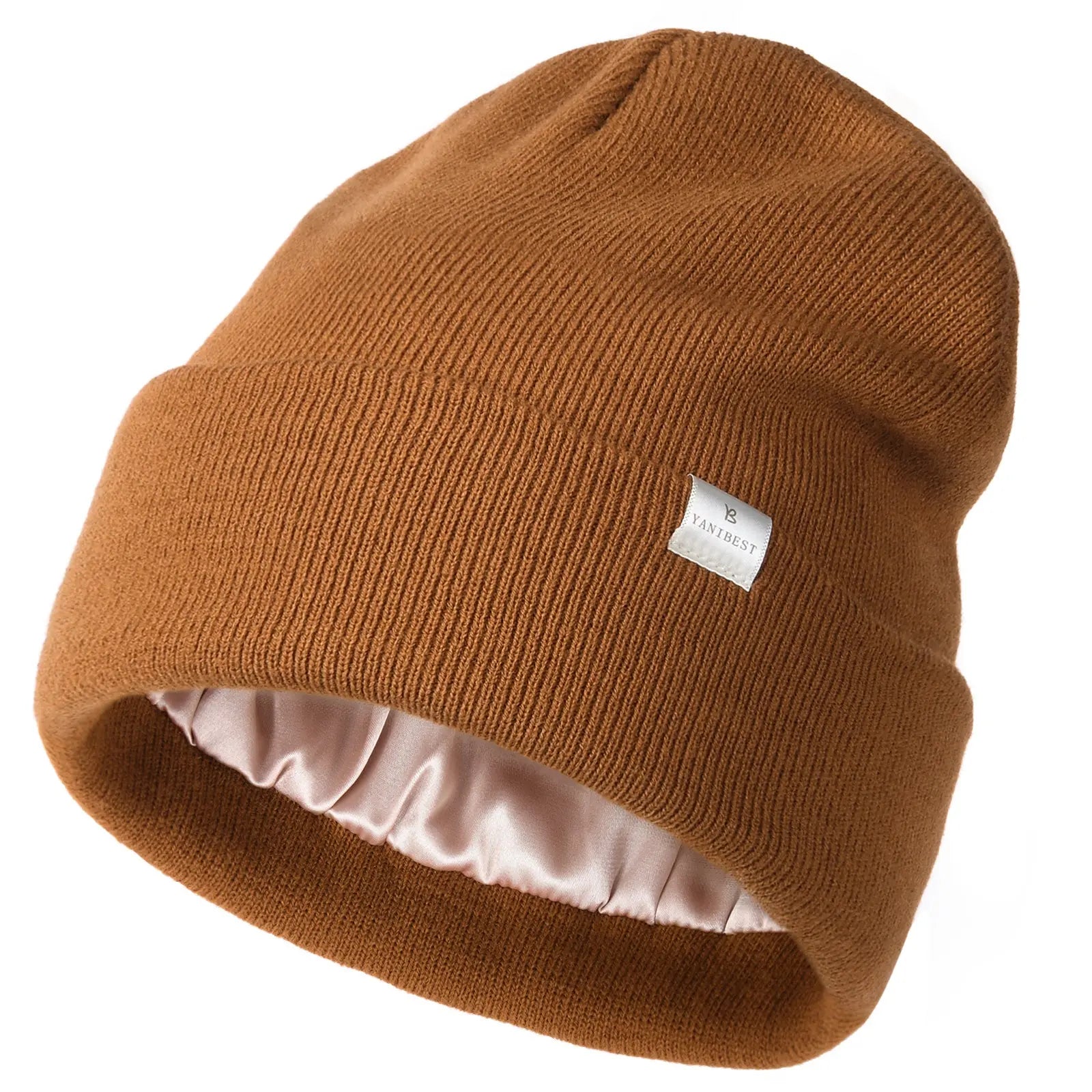Satin Lined Winter Beanie Hat| Dark Orange - YANIBEST