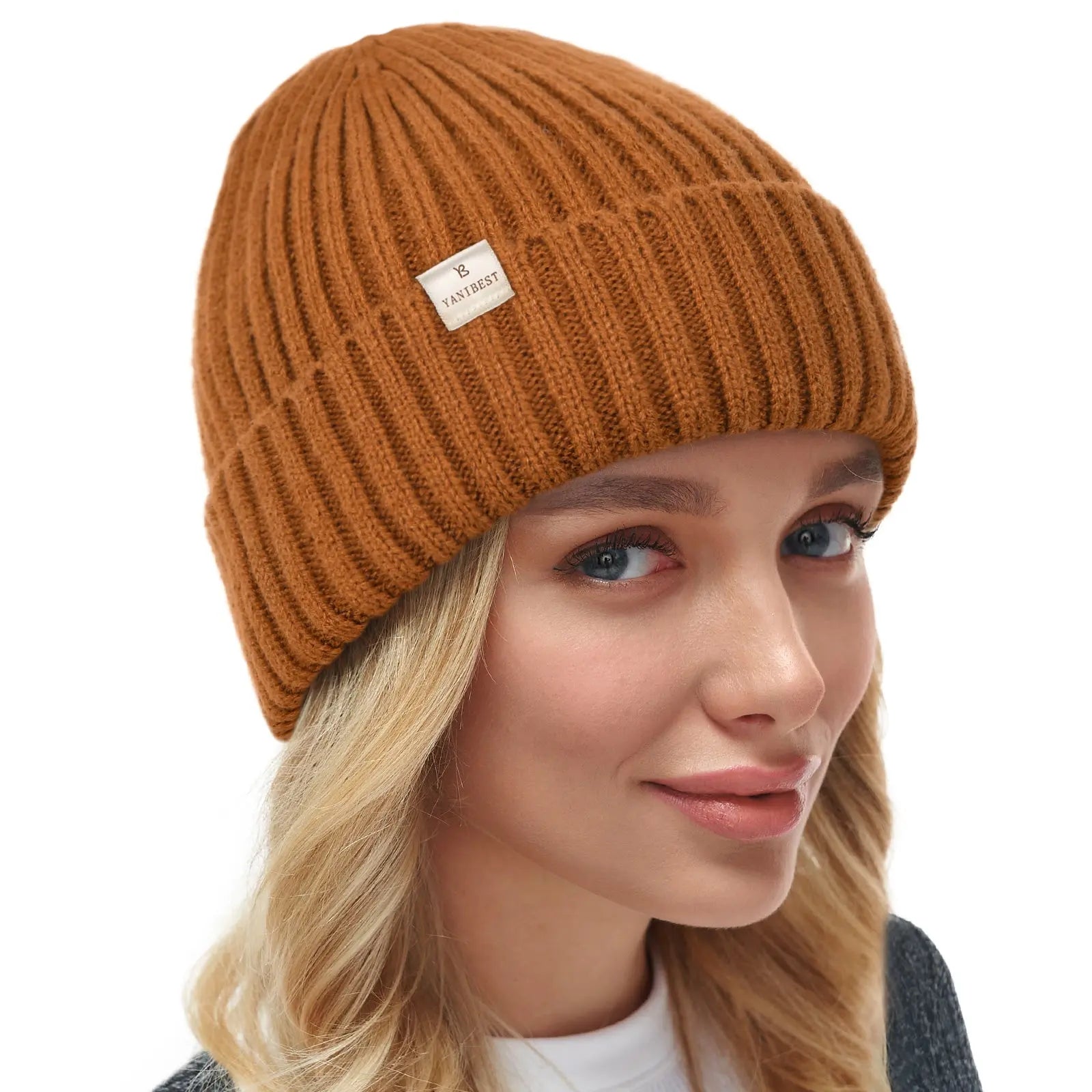 Satin Lined Winter Beanie Hat| Dark Orange - YANIBEST