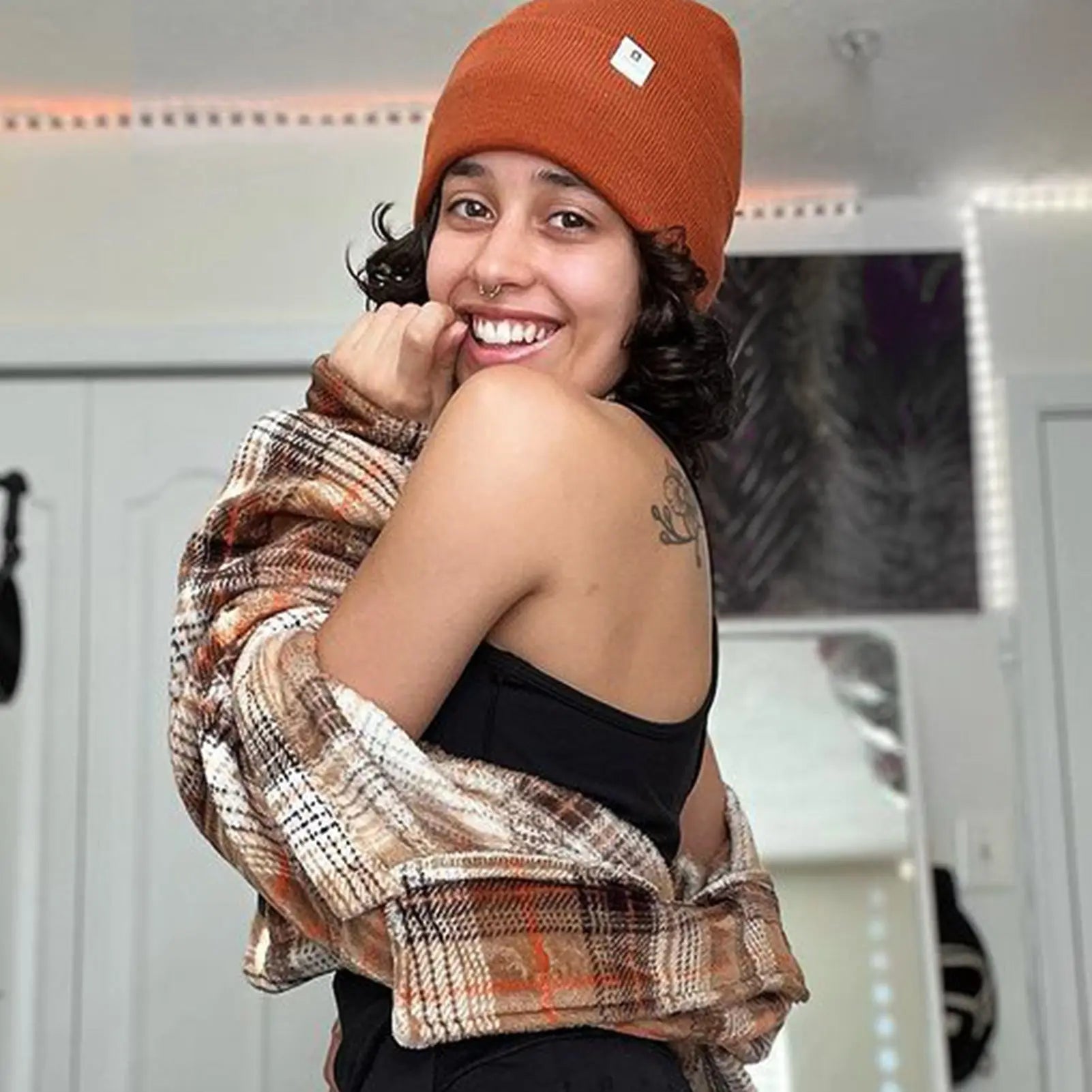 Satin Lined Winter Beanie Hat| Honey Orange YANIBEST