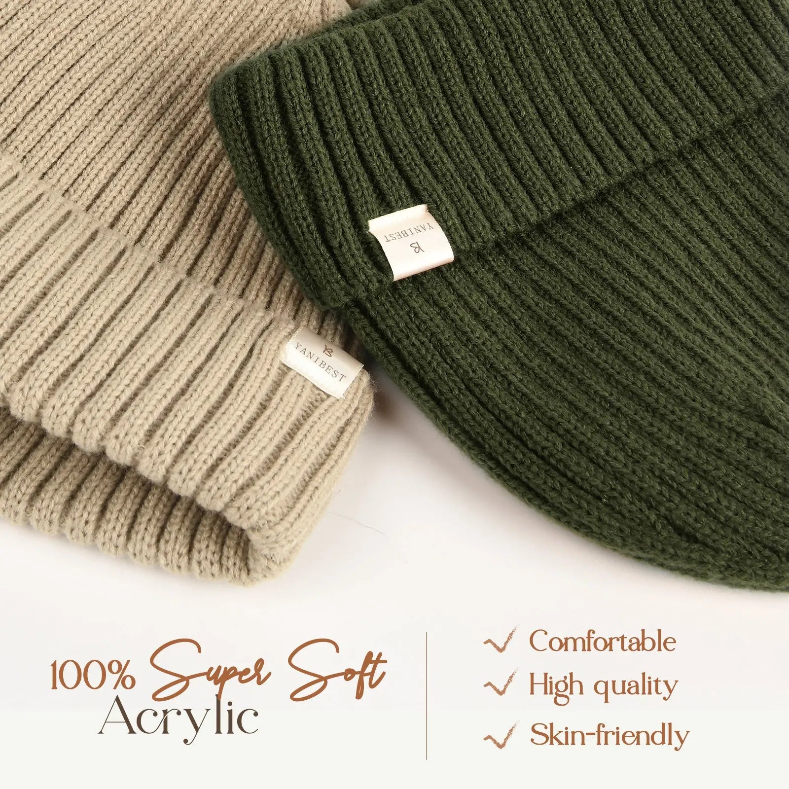 Satin Lined Winter Beanie Hat| Navy Green - YANIBEST