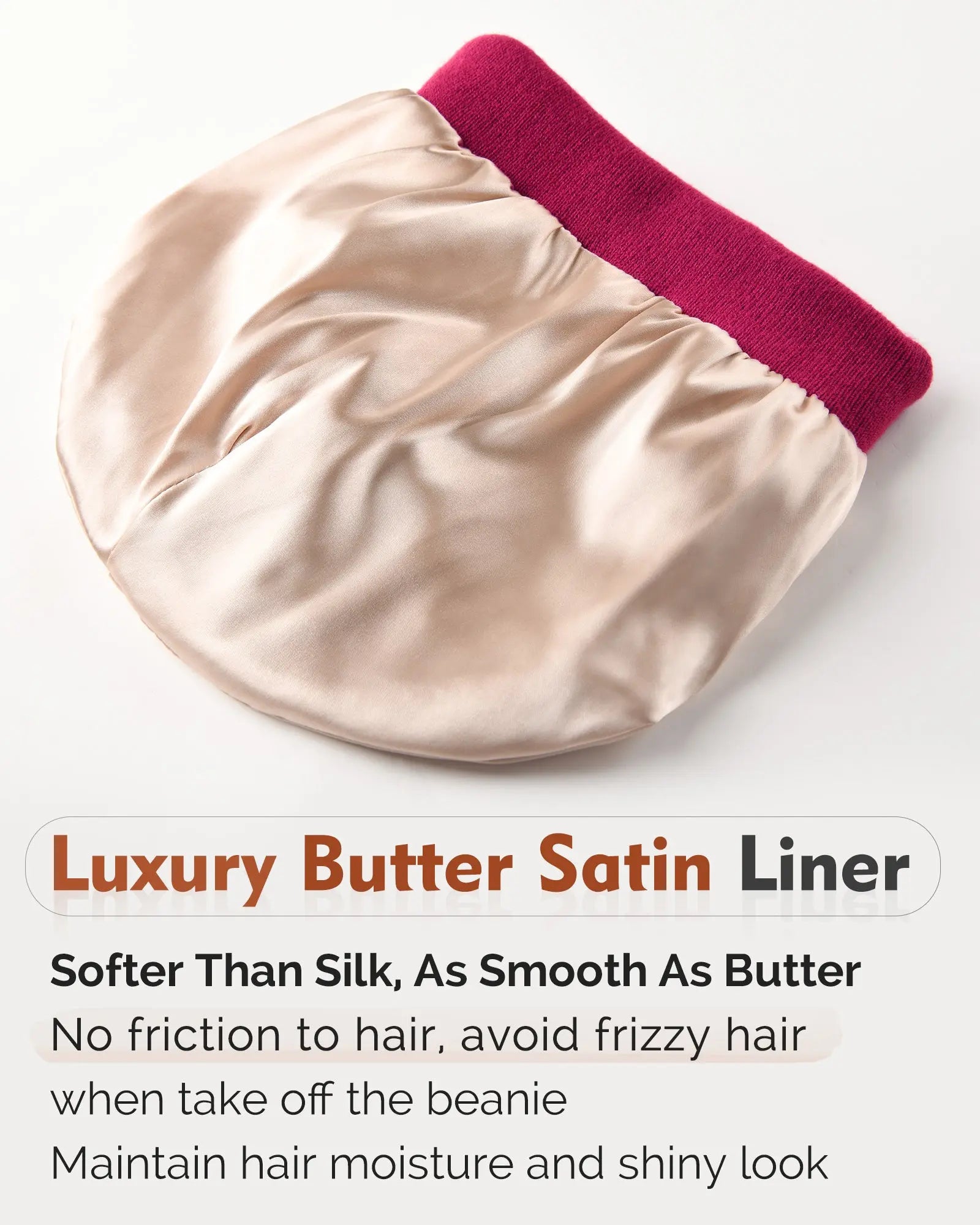 Satin Lined Winter Beanie Hat|  Pomegranate Red - YANIBEST