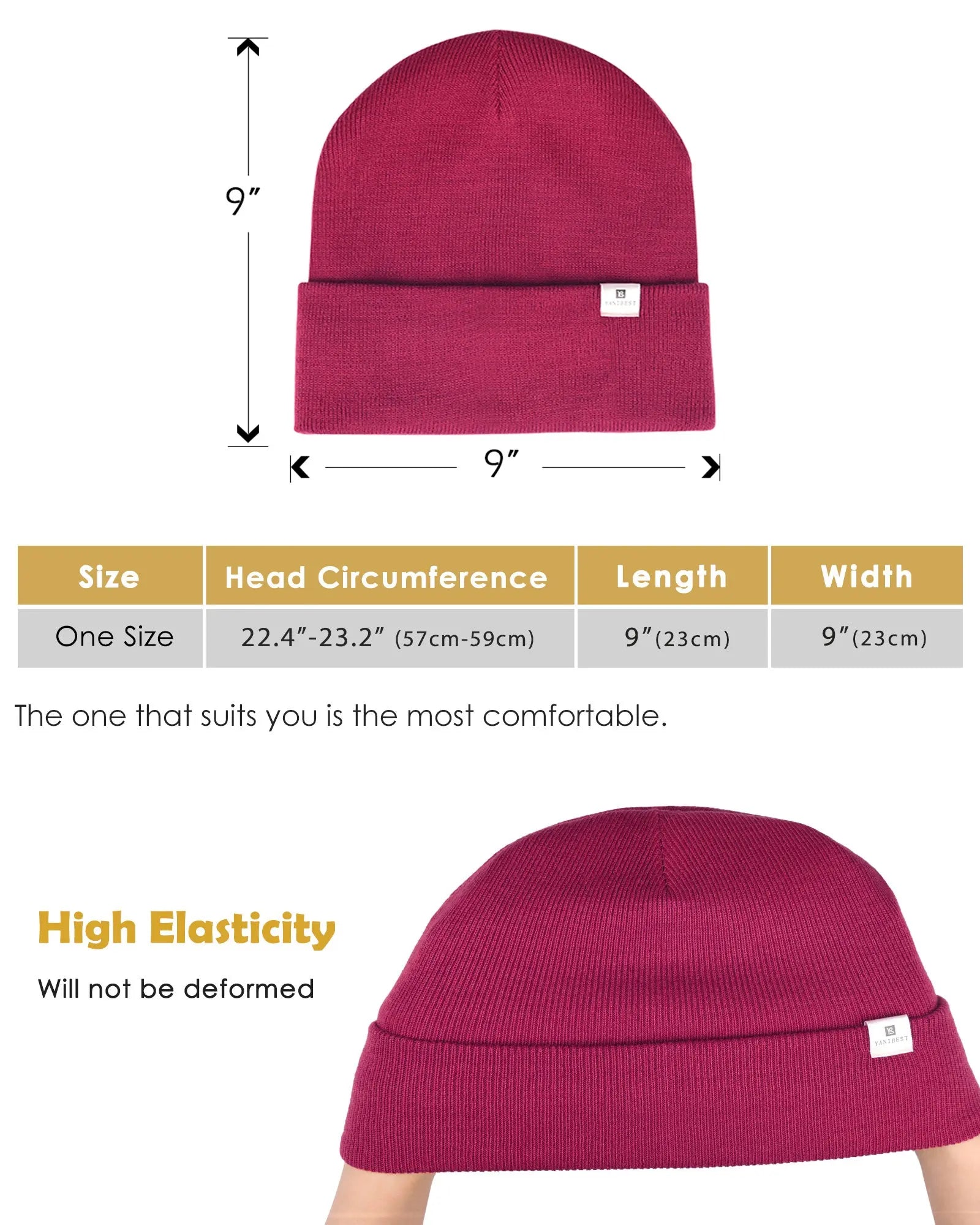 Satin Lined Winter Beanie Hat|  Pomegranate Red - YANIBEST