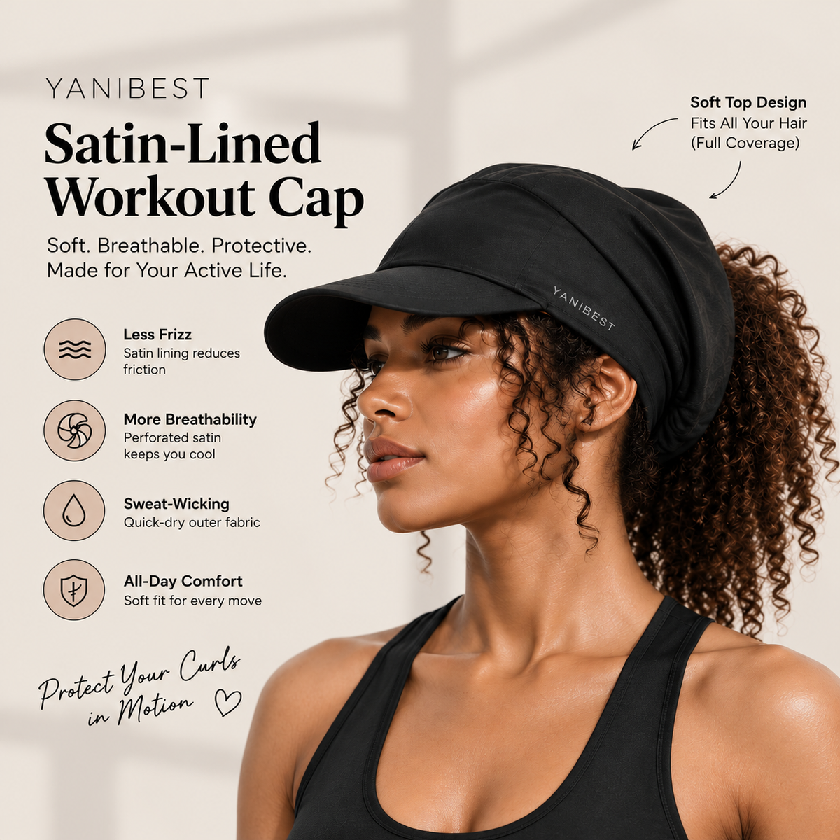Performance Satin-Lined Active Cap | Moisture-Wicking Tennis, Running & Workout Hat