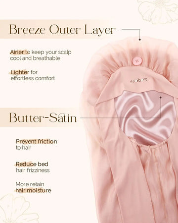 Silk Breeze Satin Bonnet For Braids with Tie Band - Pink YANIBEST