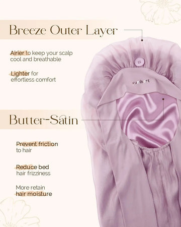 Silk Breeze Satin Bonnet For Braids with Tie Band - Purple YANIBEST