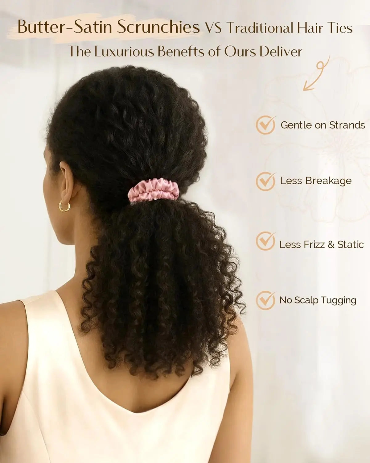 Skinny Butter Satin Hair Scrunchies 6 in 1 - Blush & Bronze YANIBEST