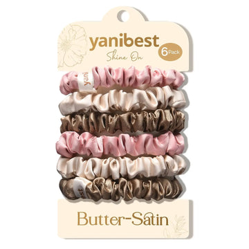 Skinny Butter Satin Hair Scrunchies 6 in 1 - Rosy Cocoa Pair